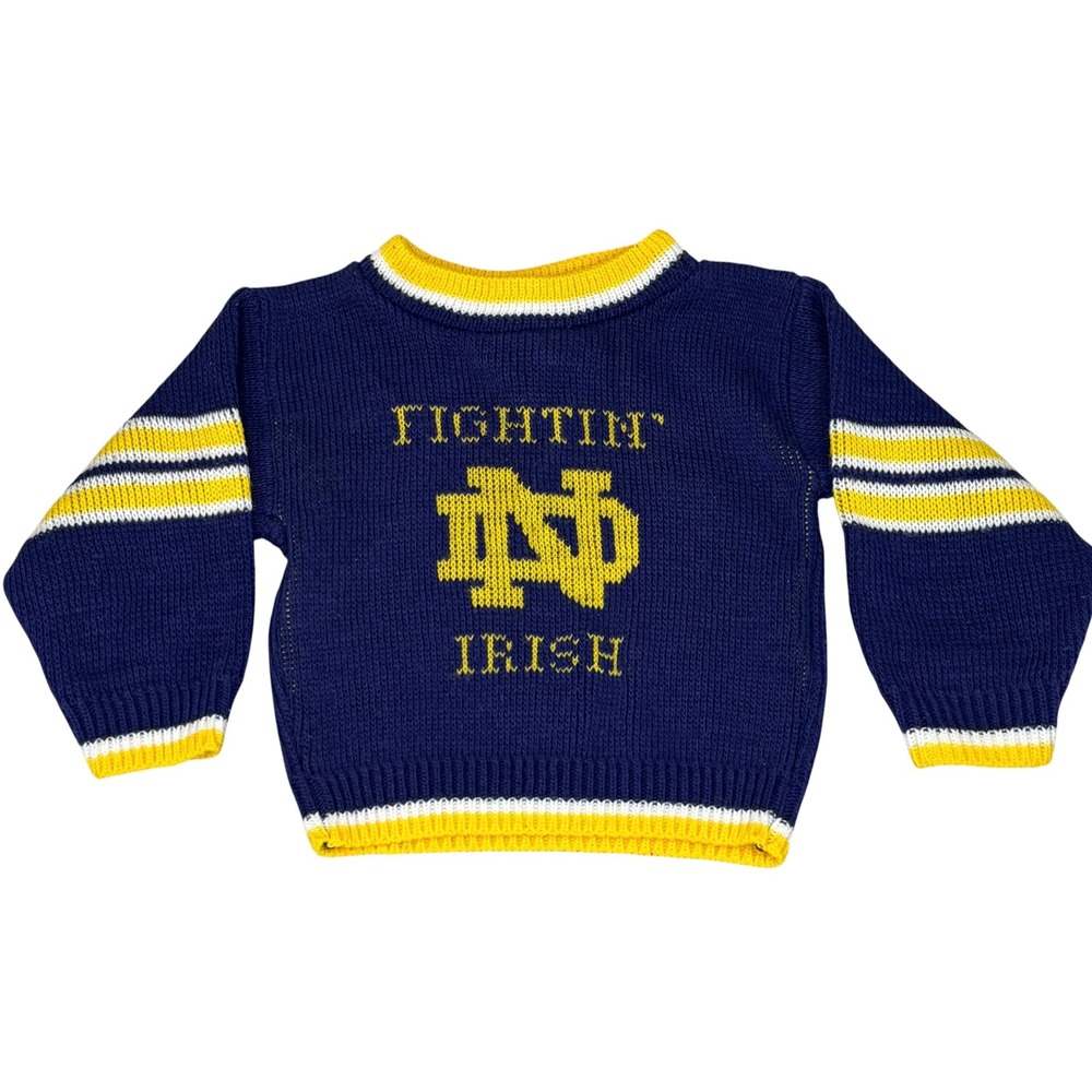 Vintage Park Bench Kids Notre Dame Fighting Irish Sweater Navy Blue 24M USA